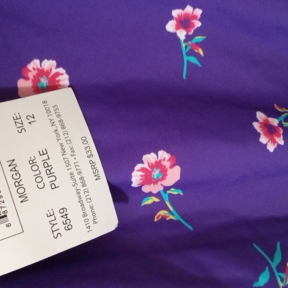 KANU SURF GIRLS PURPLE PINK FLORAL OFF SHOULDER ONE PIECE SWIMSUIT SIZE 12 NWT - Picture 5 of 6